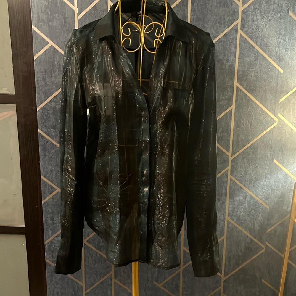 Paige Plaid Shimmer Sheer Blouse